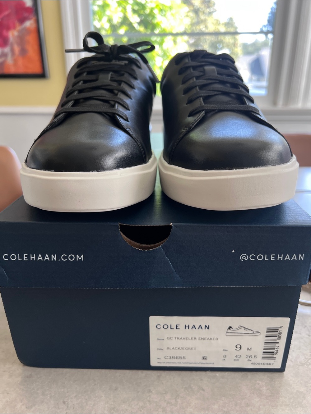 Cole Haan Black Leather Sneakers with White Sole